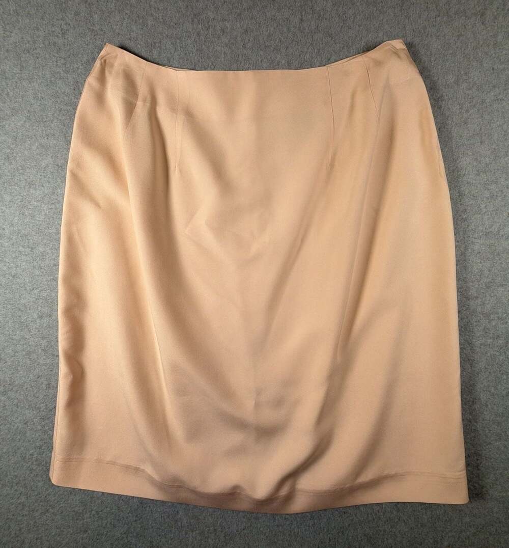 Amanda Smith 100% Pure Silk Lined Mini Pencil Skirt in Champagne